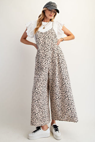 Animal Print Washed Terry Jumpsuit