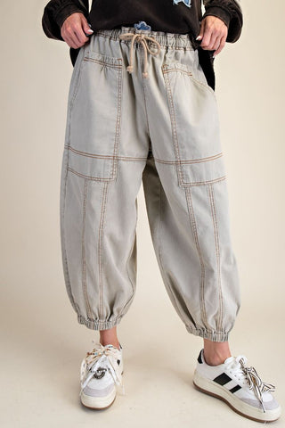 Stone Wash Twill Joggers - Sage Grey