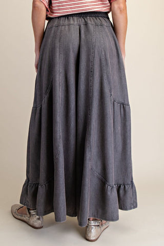 Wide Leg Palazzo Pants Black Denim