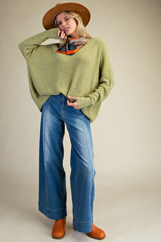 Washed Stretch Denim Pants