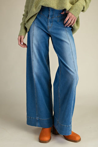 Washed Stretch Denim Pants