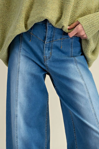 Washed Stretch Denim Pants