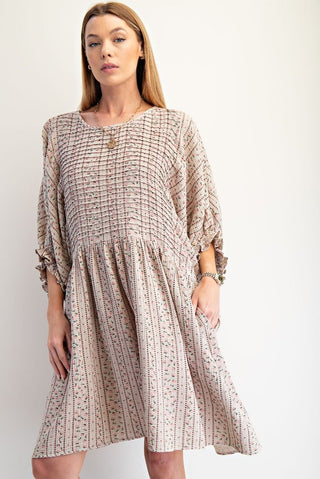 Floral Printed Washed Cotton Gauze Dress