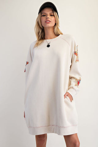 Star Patch Terry Dress - Ecru