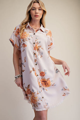 V Rose Shirt Dress
