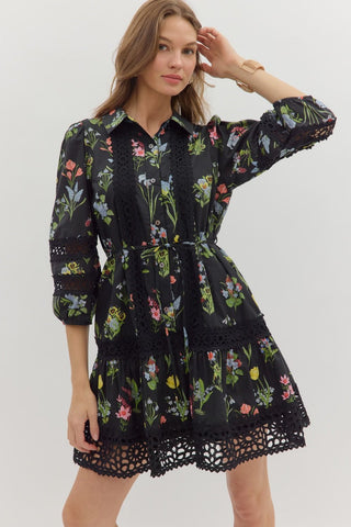 Puff Sleeve Ruffle Hem Floral Dress