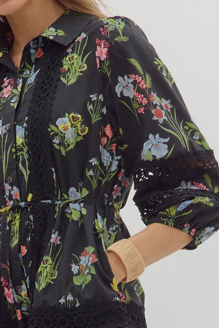 Puff Sleeve Ruffle Hem Floral Dress