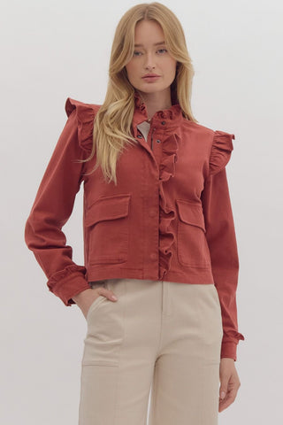 Ruffle Detail Utility Jacket