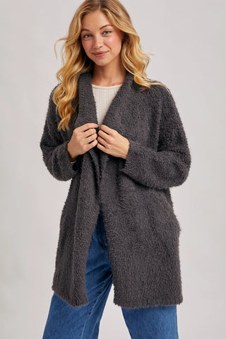 Ash Fuzzy Drape Cardigan
