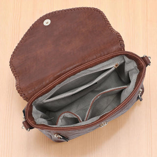Lorelei Double Zip Whipstitch Trim Crossbody - Espresso