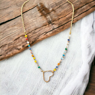 Center Heart Multi Bead Necklace