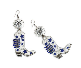 Stars and Bars Beaded Boot Earrings